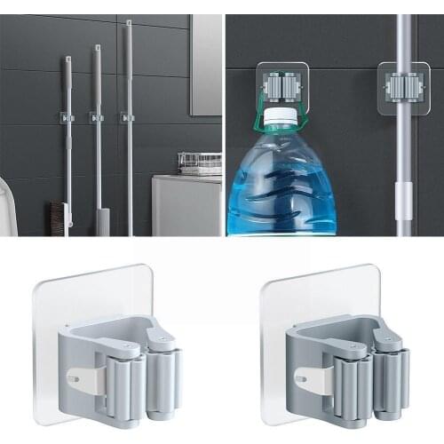 Mop Hook Free Punch Strong Viscose Wall Hanging Household Seamless Holder Hanging Bathroom Mop Storage Mop Clip L3H2