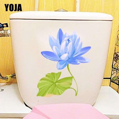 YOJA 18.1X23CM Blue Lotus Fresh Toilet Sticker WC Decor Fashion Home Room Wall Decal T1-1900