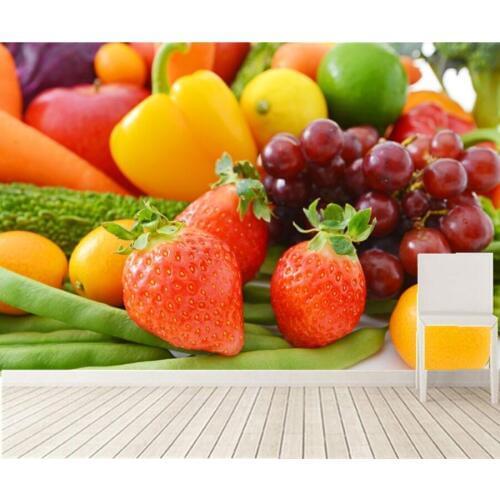 Wallpaper for walls 3 d,Strawberry Fruit Grapes Food wallpaper,cafe wall restaurant dining room kitchen waterproof wallpaper