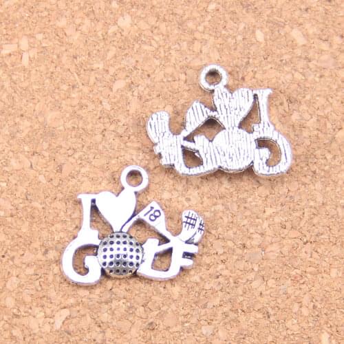 12pcs Charms I love golf 17x22mm Antique Pendants,Vintage Tibetan Silver Jewelry,DIY for bracelet necklace