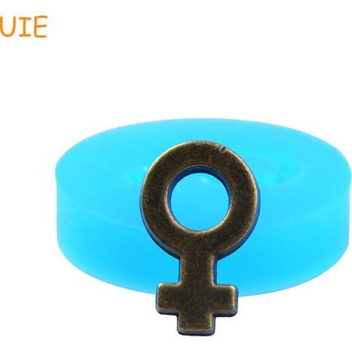 PYL015U 18.4mm Female Gender Symbol Silicone Push Mold for Cupcake Topper, Fondant, Sugarcraft, Jewelry, Candy, Resin, Candy Wax