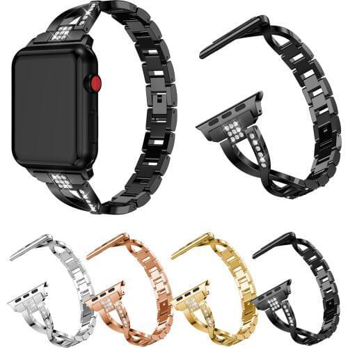 Slim Stainless Steel Strap for Apple Watch 38 40mm 42 44mm Band Jewelry Rose Gold Women Watchband for iWatch 1 2 3 4 5 Bracelet