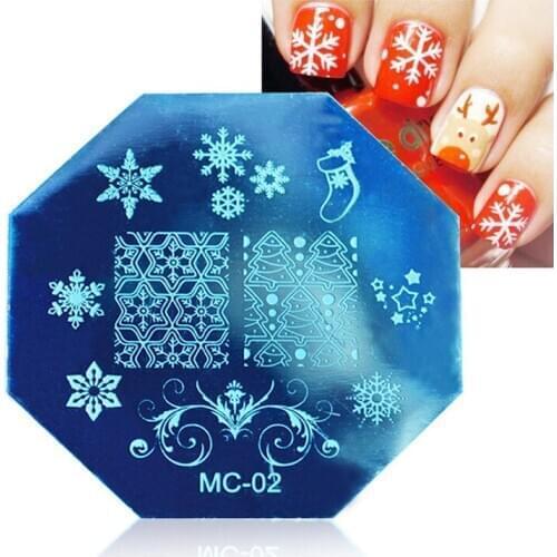 1 pcs Christmas snowflake Nail Stamping Plate Set Round Stainless Steel Nail Polish Print Manicure Nail Stencil Template #1160