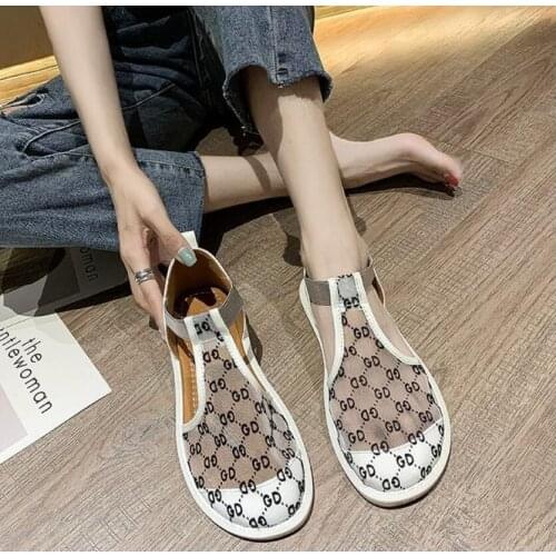 Sandals women Summer Casual platform Shoes closed toe Sandals Breathable Mesh Print Sandals women flats sandals