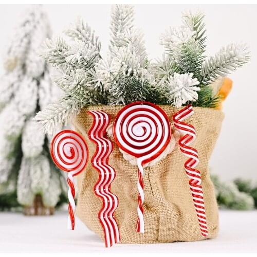 Merry Christmas Tree Decorations Candy Cane Plastic Lollipop Simulation Candy Xmas Tree Ornament New Year 2022 Christmas Decor