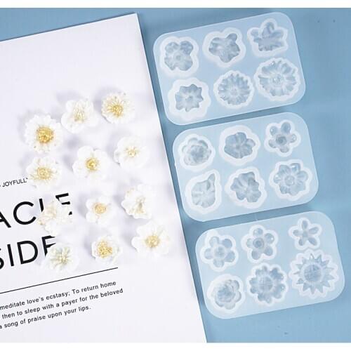 Daisy Rose Poppy flower Silicone Mold Artist Making tool for earring pendant jewelry Epoxy Resin Molds Art Supplies