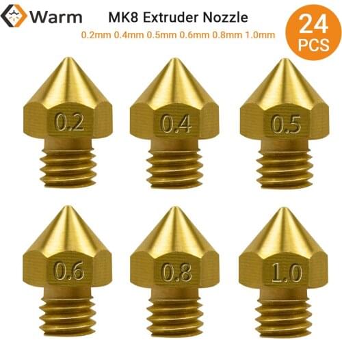3D Printer Nozzles MK8 Extruder Nozzle 0.2mm 0.4mm 0.5mm 0.6mm 0.8mm 1.0mm for 3D printer Anet A8 Creality CR-10 CR-10S S4 S5
