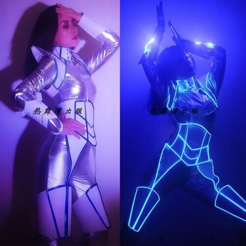 Luminous Jumpsuit Future Technology Nightclub Bar Female Singer Costume Fashion Talent Show Light Clothing Party Rave DWY4553