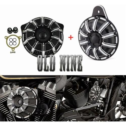 Motorcycle Air Cleaner Intake Gray Filter Horn kitts Cover For Harley Touring FLHX FLHR Electra Glide Road Glide Street Glide