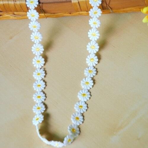 1 Yards White Chrysanthemum Flower Embroidered Lace Bilateral Applique Trim Ribbon Sewing Decor Craft DIY
