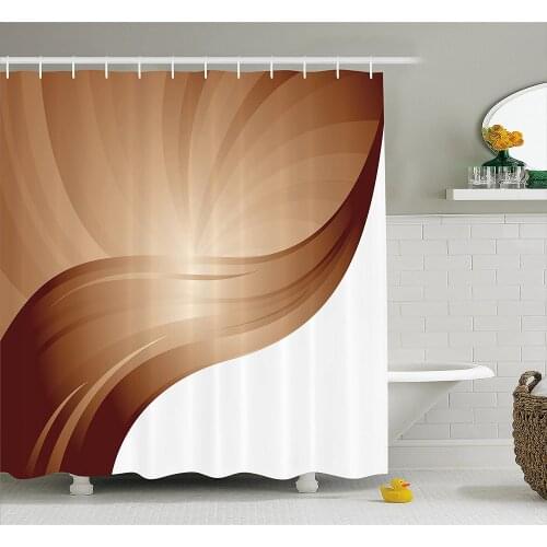 Chocolate Shower Curtain Spiraling Stripes with Monochrome Tones Modern Art Inspirations Abstract Waterproof Bath Curtains
