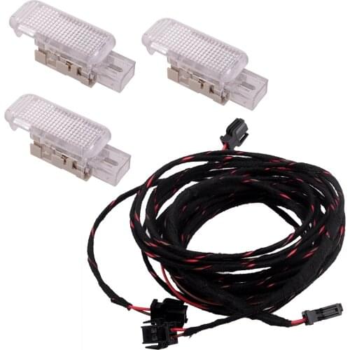 1 Set 5ND 947 415 Footwell Step Door Lights & Harness Fit For VW Golf 6 Passat B6 Jetta MK5 MK6 Tiguan