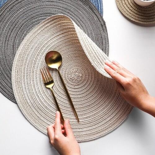 2pcs Woven Table Mat Placemat Pad Heat Resistant Bowls Coffee Cups Coaster Tableware Mat Home Decoration Kitchen Tool