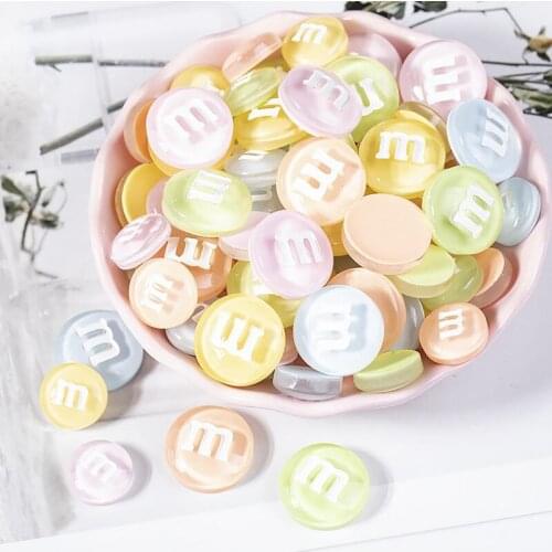 20pc Kawaii Flat Back Resin M Beans Simulation Food Candy Flatback Resin Cabochon DIY Embellishments Scrapbook Phone Deco Parts