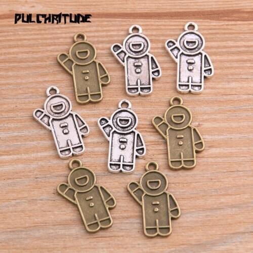 20PCS 15*23mm New Product Two Color Astronaut Charms Alien Pendant Jewelry Metal Alloy Jewelry Marking
