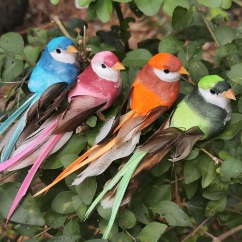 4pcs,Artificial Decorative Foam feather Birds,Craft bird for Garden Home Decoration,Xmas Tree Outdoor Yard Ornaments,kids toy