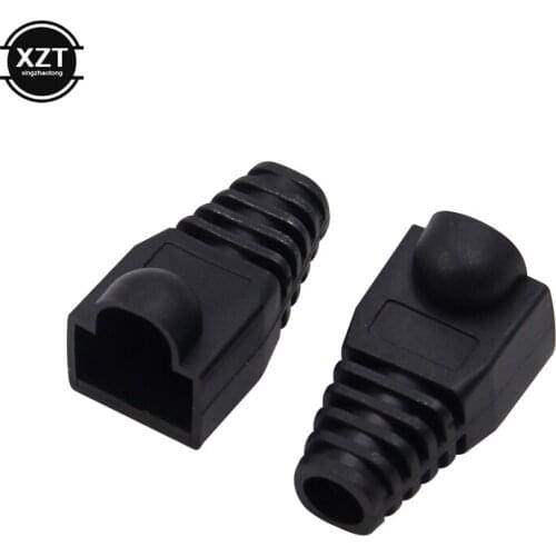 50pcs/lot Hot sale Black Boot Cap Plug Head For RJ45 Cat5/6 Cable Connector Modular Network Plug Head