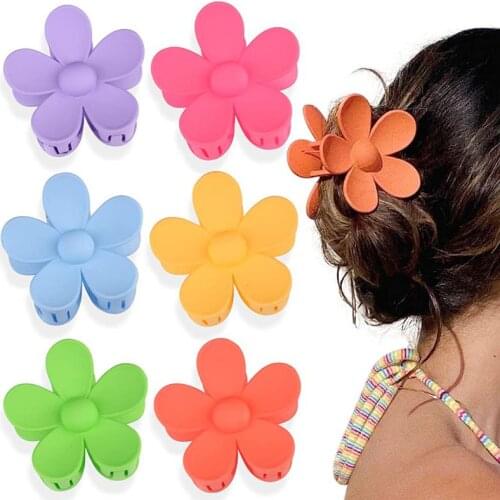 6 Pcs Small Acrylic Hair Claw Clips Plastic Flower Shaped Jaw Clips Non Slip Hair Clip Barrette Accessories Women Girls Headwear
