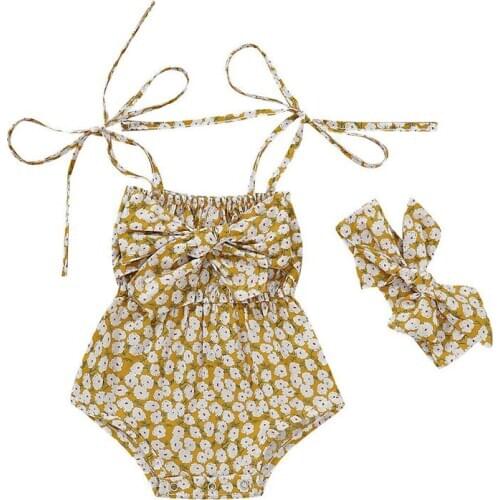 Baby Girl Bodysuits Newborn Baby Girls Flower Bodysuit Jumpsuit 2pcs Outfits Clothes Sunsuit Cotton O-neck Baby Clothes