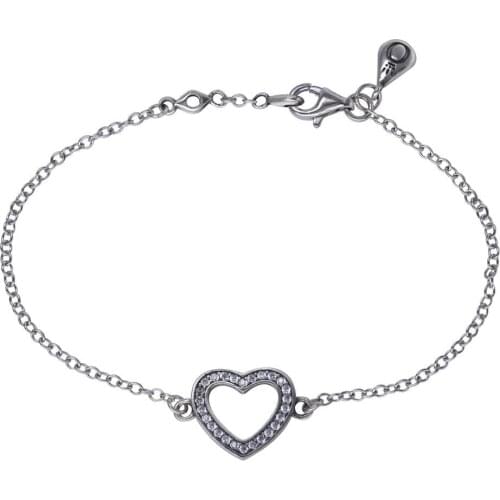 Ajax 925 Sterling Silver Heart Bangle Bracelets For Women Fine Jewelry Girls Ladies Wed Bridesmaid Gift