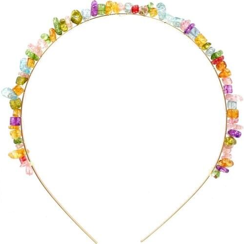 Handmade String Colored Stone Headband Copper Wire Winding Crystal Headband Ornament