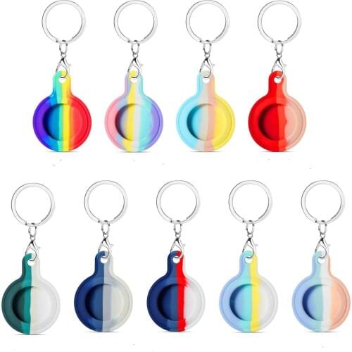 Colorful rainbow style soft silicone protective cover for Apple AirTags anti-lost tracker protective cover