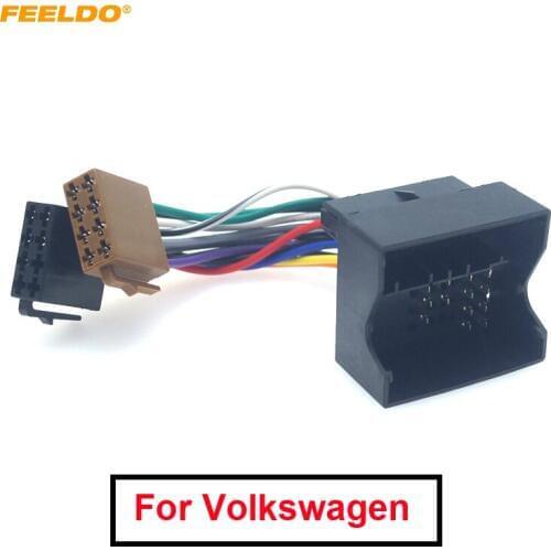 FEELDO 5Pc Car ISO Stereo Radio Wire Adapter for Volkswagen Passat Bora Fox Golf Tiguan For Skoda Audi Plug Wiring Harness Cable
