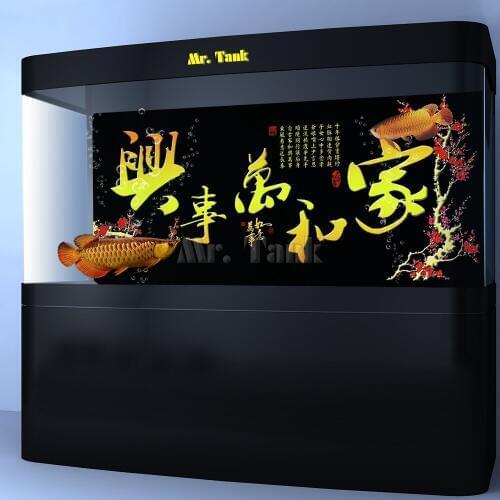 Customized Aquarium Background Poster With Self-Adhesive Calligraphy Double Sided PVC Ocean Fish Tank Wall Decor Landscape