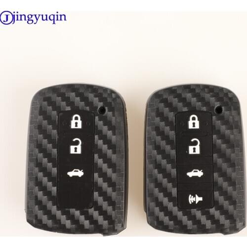 Jingyuqin Carbon Silicone Car Key Case Cover 3/4 Buttons For Toyota Camry Corolla Avalon Rav4 Land Cruiser New Arrival