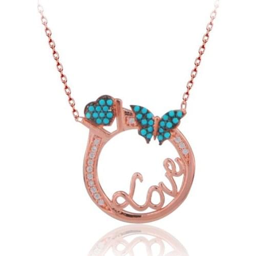 Hot Sale Love Trendy 925 Silver Butterfly Turkish Jewelry Zircon Fashion Ring Necklace For Women Valentines Day Luxury Designer