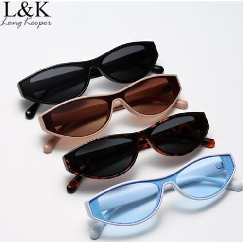 LongKeeper Small Cat Eye Sunglasses Women Vintage Oval Eyewear Ladies Retro Black Sun Glasses UV400 Oculos De Sol Feminino