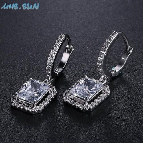 MHS.SUN Vintage CZ Zircon Crystal Earrings For Wedding OL Women Drop Earrings Casual Jewelry Dangle Brincos Christmas Gift