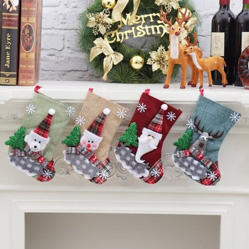 Fashion Christmas Stockings Gift Bag Christmas Tree Decoration Supplies New Year Christmas Stocking Sack Xmas Gift Candy Bag
