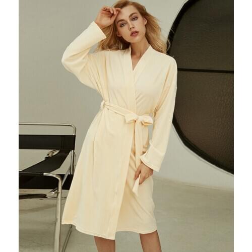 New Autumn and Winter Long Sleeve Cardigan Womens Nightgown Home Simple Solid Color Home Clothes Sleep Tops