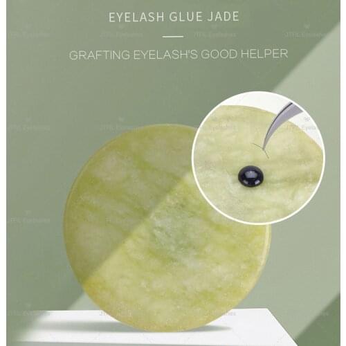 Round Jade Stone False Eyelash Extension Glue Adhesive Pallet Pad Holder for Eyelashes Extensions Glue Makeup Tool