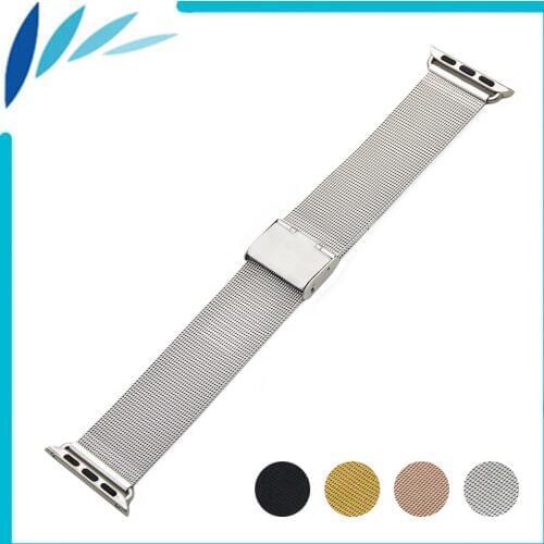 Stainless Steel Watchband for iWatch Apple Watch / Sport / Edittion 38mm 42mm Strap Band Loop Wrist Belt Bracelet Black Silver