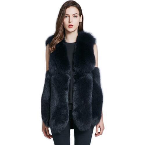 Luxury Autumn Winter Womens Genuine Fox Fur Vest Lady Warm Waistcoat Female Gilet VF5065