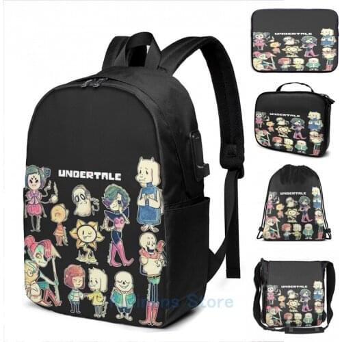 Funny Graphic print Undertale Chars USB Charge Backpack men School bags Women bag Travel laptop bag