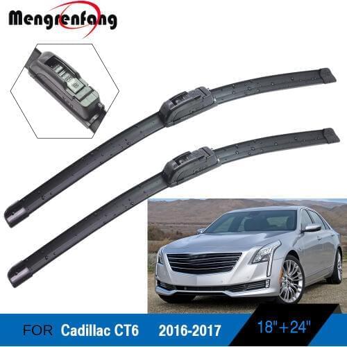 For Cadillac CT6 Car Styling Front Windscreen Wiper Blades Soft Rubber Wiper J Hook Arms 2016 2017