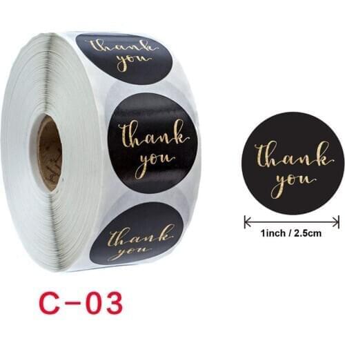 Thankyou Adhesive Sealing Round Label Sticker Roll Custom Logo Printing Handmade Sealing Sticker