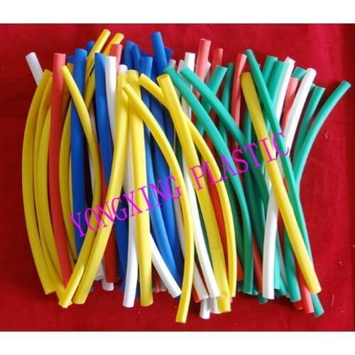 125pcs/lot 5.0mm 10cm length pvc heat shrink tube ratio 2:1 sleeving red yellow blue green white color mixed
