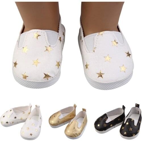 7 cm Canvas Denim Sneakers New Born Baby Shoes Handmade Five-pointed Star Shoes for 18 Inches American 43 cm Baby Dolls GIfts