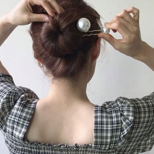 Big Small Pearl Hair Stick U-shaped Hairpin Headdress Wedding Bride Hair Accessories