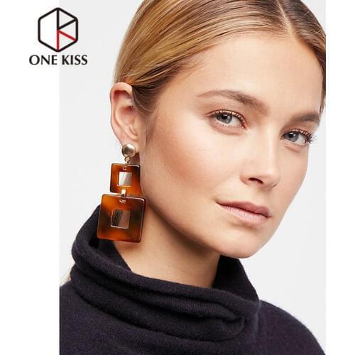 Vintage Acetic Acrylic Brown Earring Simple Square Shape Dangle Earrings 2018 Statement ZA Resin Drop Earring Jewelry For Women