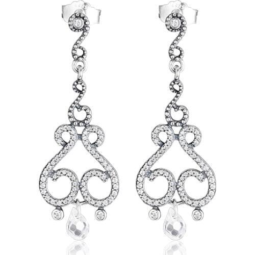 Swirling Chandeliers Drop Earring 925 Sterling Silver Clear CZ Earrings For Women Wedding Earring Silver 925 Jewelry Bijoux