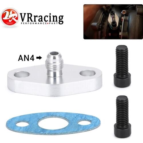 VR - Turbo Oil Feed Inlet Flange Gasket Adapter Kit 4AN 4 AN Fitting T3 T3/T4 T04 VR-OFG31