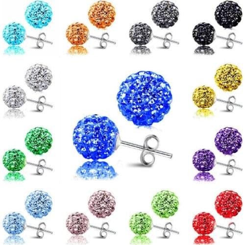 AIYANISHI 925 Sterling Silver 10mm Round Ball Stud Earrings New Woman Fashion Jewelry Wedding Engagement Silver Earrings Gifts
