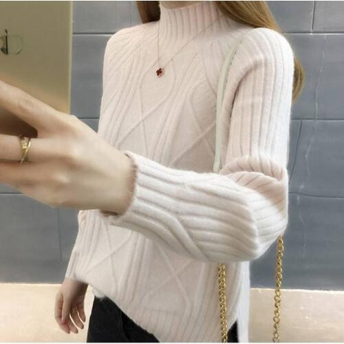 Bella Philosophy 2019 Autumn Solid Loose Women Fashion Sweater Ladies Casual Knitted Pullover Female Elegant Turtleneck Sweater