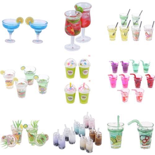 1/2/3pcs 1/12 Dollhouse Miniature Accessories Fruit Tea Cup Simulation Miniature Drinks Model Furniture Toy Doll Home Decoration