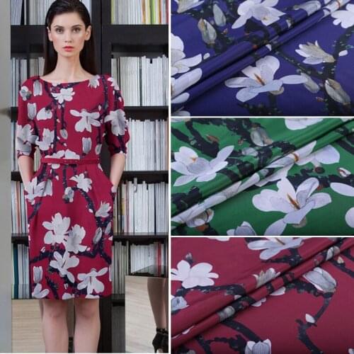 1 Meter * 1.14 Meter Bright Magnolia Silk Fabric Crepe De Chine Printed Dress Shirt Skirt